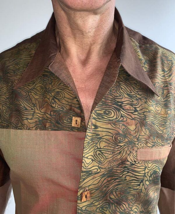 Brown Cotton Shirt Curls Print Design - Details Shirt