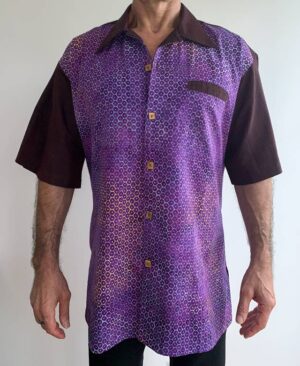 Brown Cotton Shirt Purple Print Design - Teaser Shirt