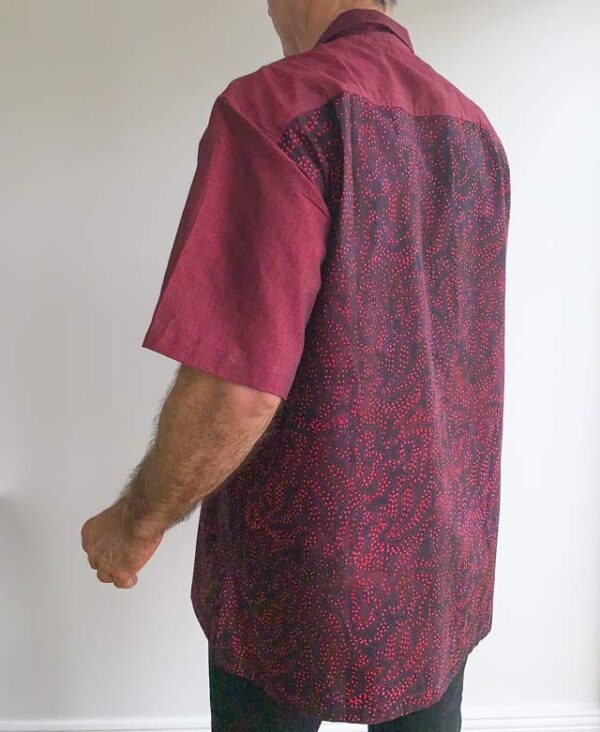 Burgundy Cotton Shirt Dotty Design - Back Shirt