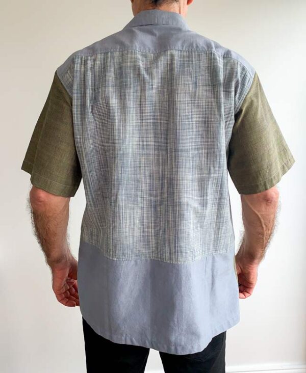 Gold Cotton Shirt Grey Motif Design - Back Shirt