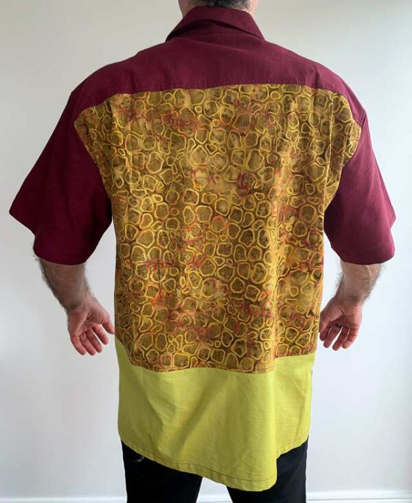 Ochre Cotton Shirt Stone Design - Back Shirt