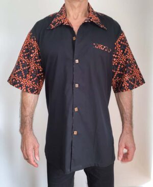 Orange Cotton Shirt Geometric Print Design - Teaser Shirt