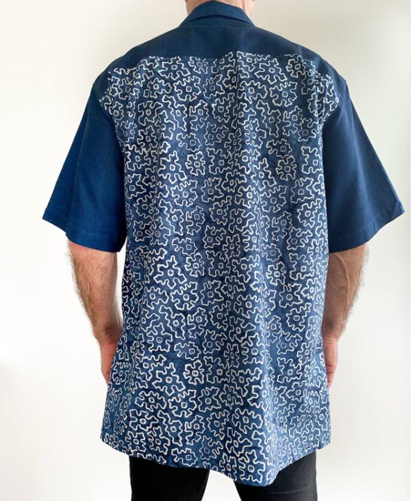 Peacock Cotton Shirt with Geometric Print - Back Shirt