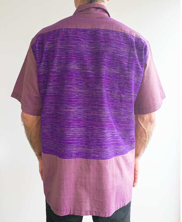 Purple Cotton Shirt Multicolour Weaves Fabric - Back Shirt