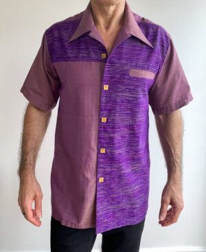 Purple Cotton Shirt Multicolour Weaves Fabric - Teaser Shirt